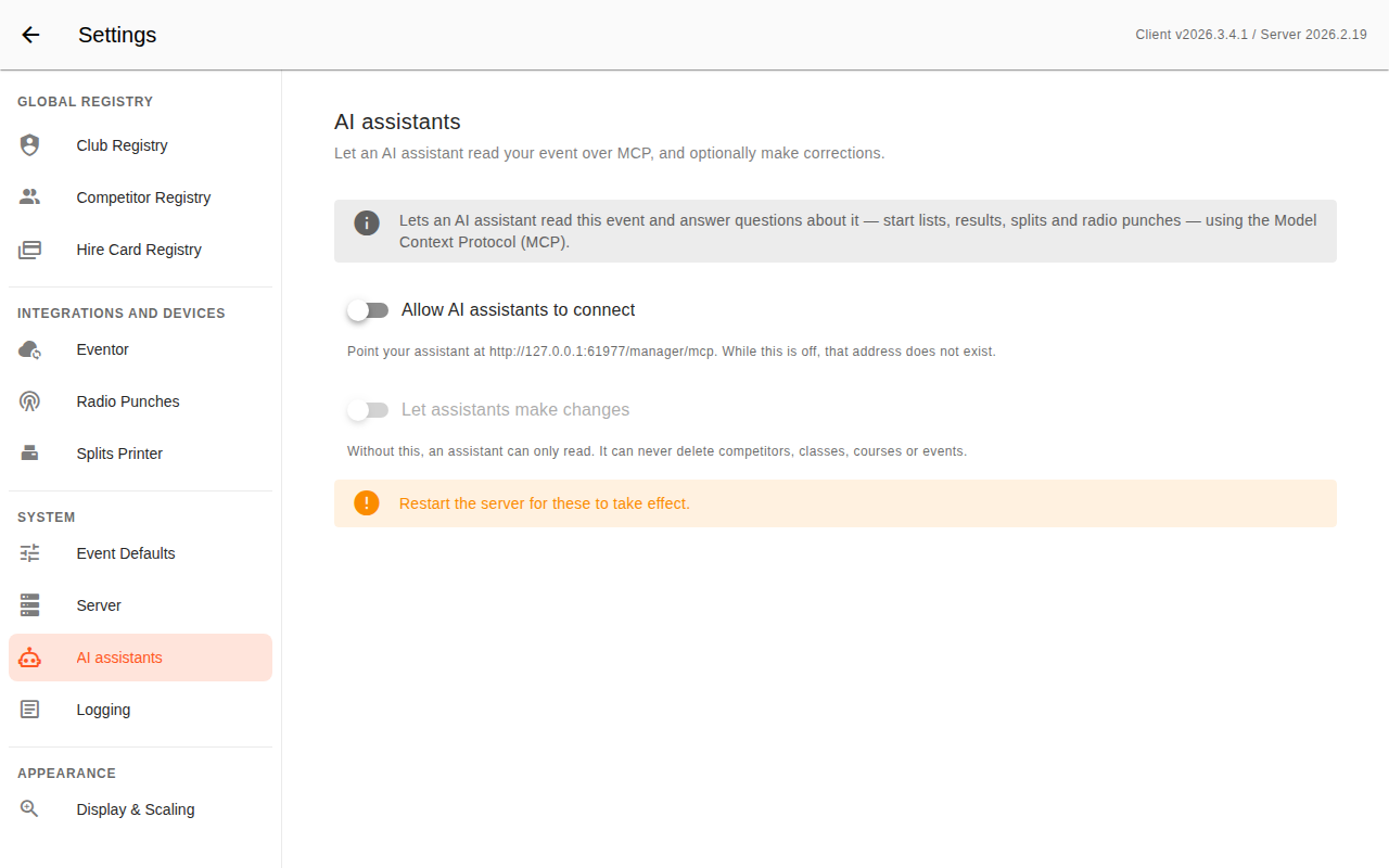 The AI assistants settings page, with both switches off